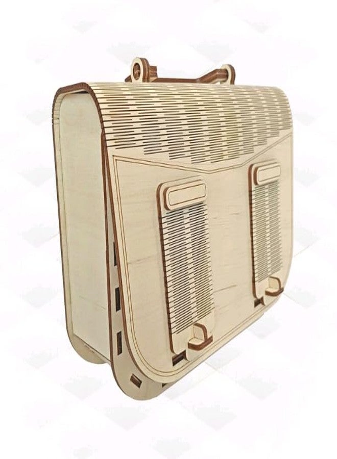 MeeCraft Women's Clutch Handbag - Laser Cut Intricate Wooden Design with Spring Buckle Lock (18.7x6.8x15.5cm, Beige) - Image 3